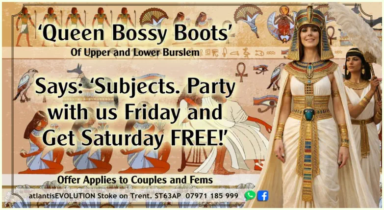 Swingers Club Stoke Fetish Club Stoke Greedy Girls Club Stoke BDSM Events Hot Wives Hotwives at atlantisEVOLUTION Stoke Staffordshire Midlands ST63AP 07971185999