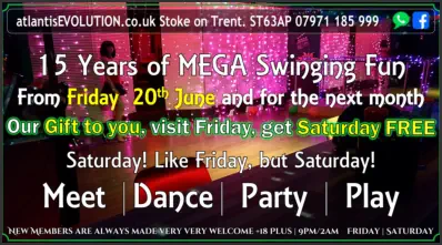 Swingers Club Stoke Fetish Club Stoke Greedy Girls Club Stoke BDSM Events Hot Wives Hotwives at atlantisEVOLUTION Stoke Staffordshire Midlands ST63AP 07971185999