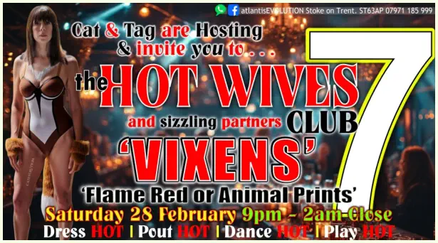 Swingers Club Stoke Fetish Club Stoke Greedy Girls Club Stoke BDSM Events Hot Wives Hotwives at atlantisEVOLUTION Stoke Staffordshire Midlands ST63AP 07971185999